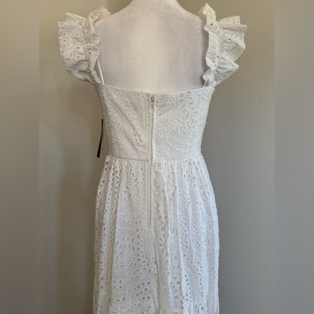 City Studio Juniors' Off-The-Shoulder Eyelet White Maxi Cotton Dress - Picture 9 of 10